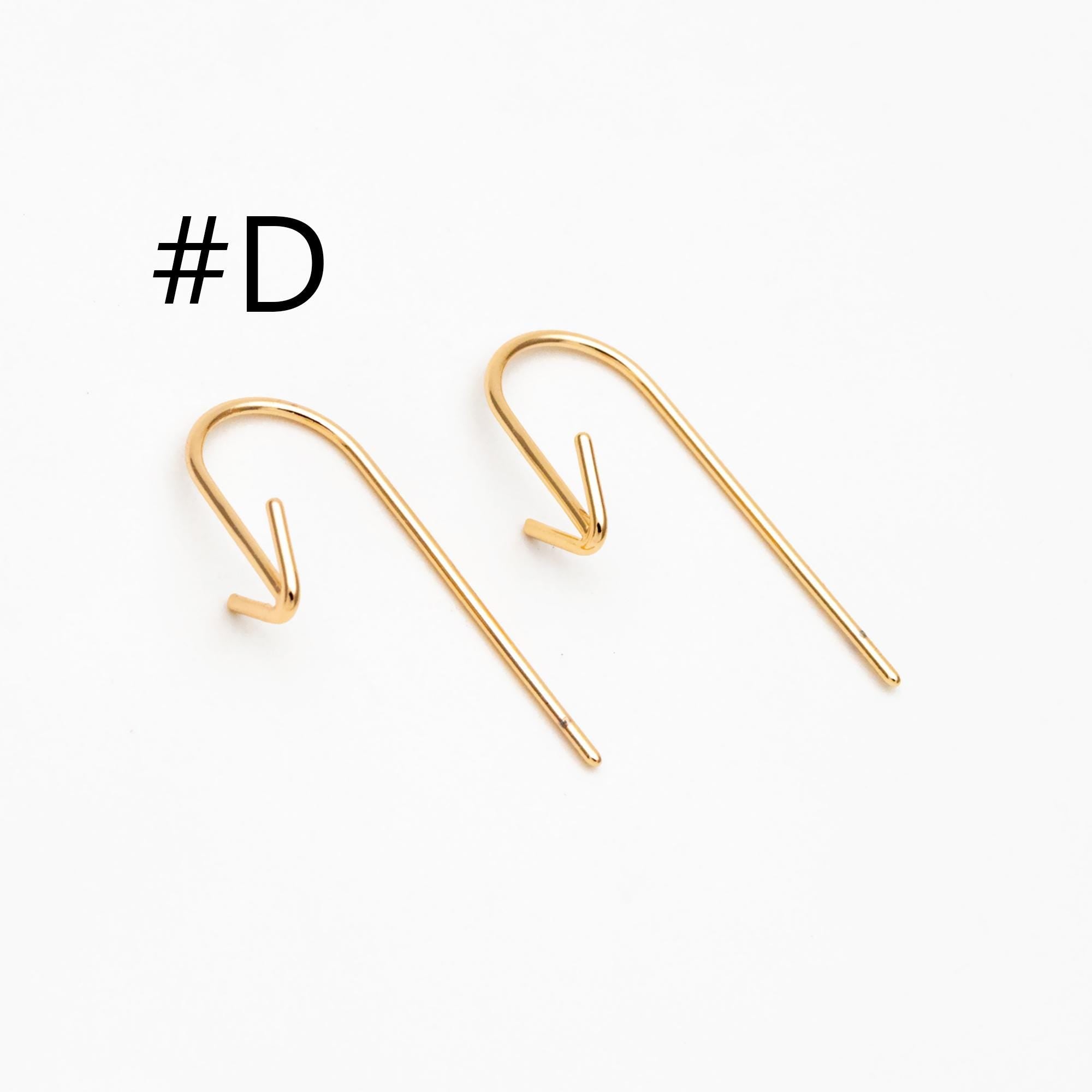 10pcs Gold Arrow Earring Hooks, 18K Gold Plated Brass, Simple Earwire Earrings (GB-4605)